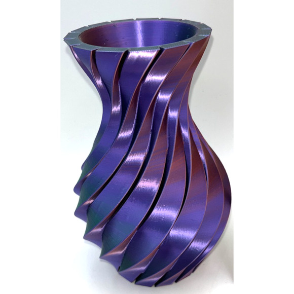 Unbranded Other - 3D Printed Swirled Modern Flower Vase Multi Color Metallic Purple Pink Blue OOAK